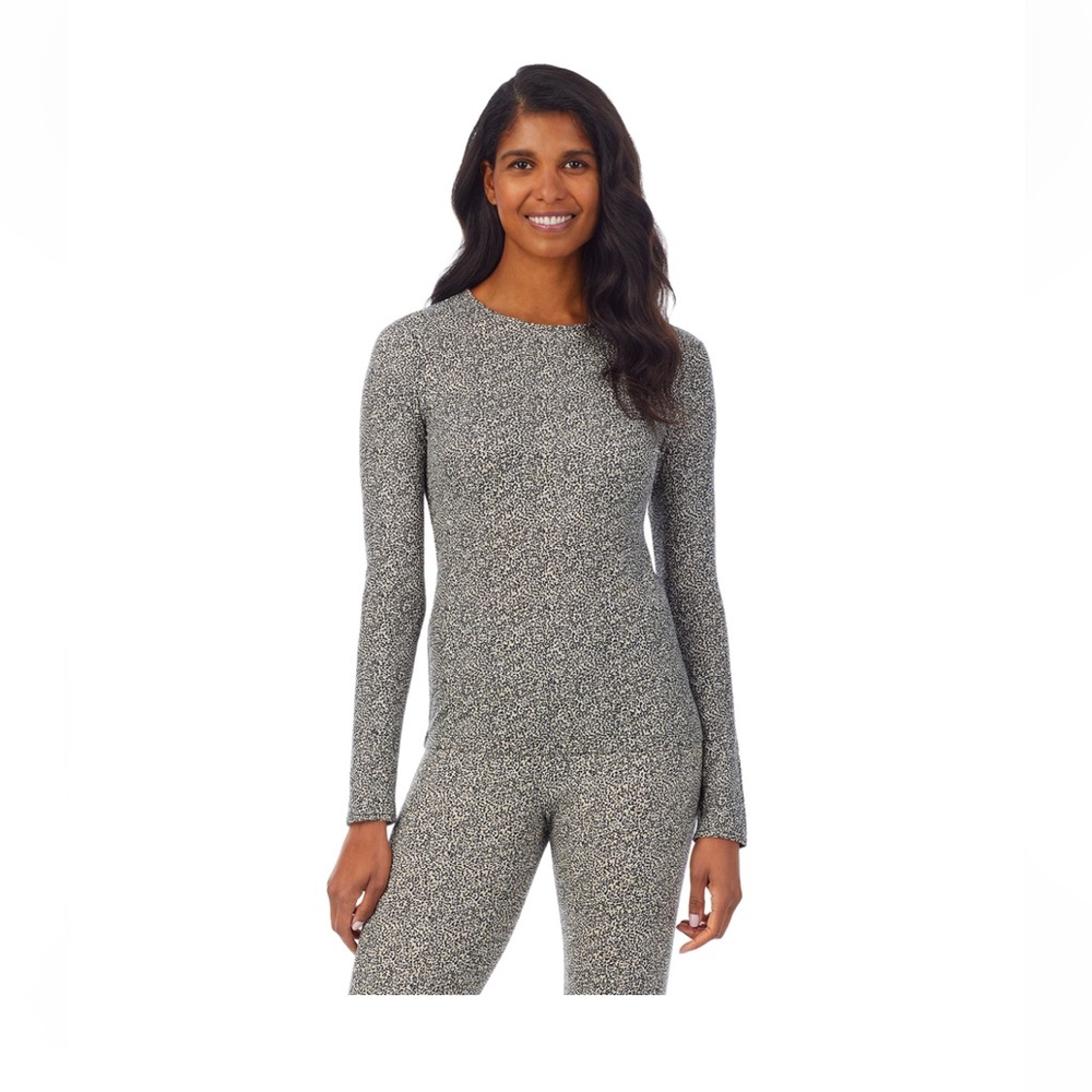 Cuddl Duds Women’s Softwear Long Sleeve Crew XL Cheeta Print